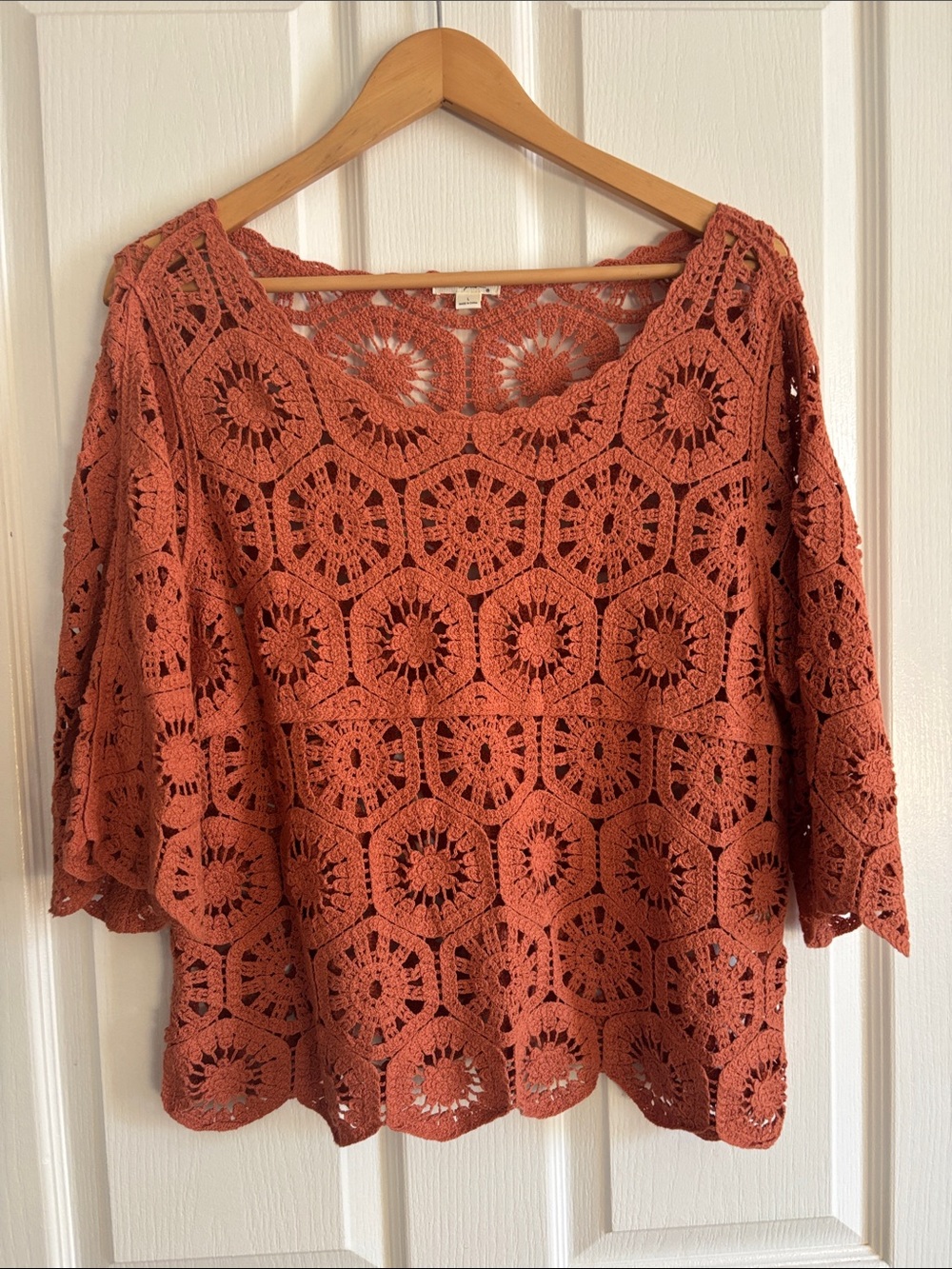 EUC-Ultra Pink Crochet Tunic Top — Rust Orange Wore once